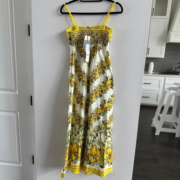 ALEMAIS Gisela Floral Linen Sleeveless Midi Dress size US 4 New - Picture 3 of 6
